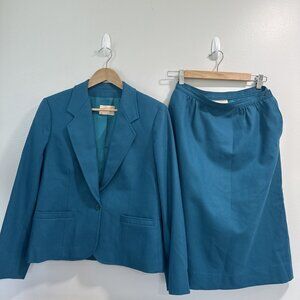 Pendleton Wool Skirt Suit 2 Piece Set Jacket 12 Skirt 10 Lined Vintage 100%Wool